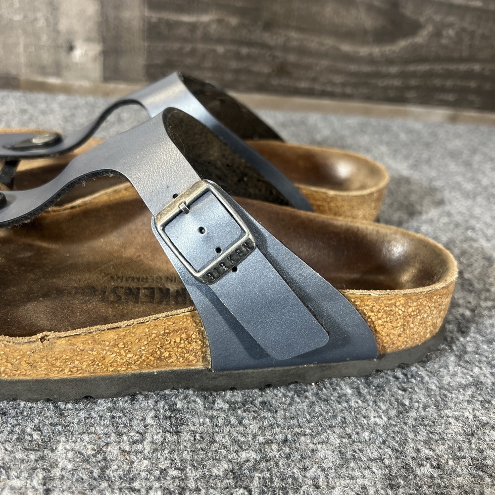 Birkenstock Gizeh - Birko-Flor Metallic Blue Sandals EU 38/ US 7.5 - Picture 5 of 15